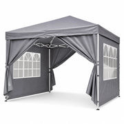 Gazebo Pieghevole Da Giardino Con Pareti Laterali E Finestre Trasparenti Sistema Pop Up Copertura Impermeabile UV50+ Telaio In Acciaio Per Eventi Outdoor 3 x 3 x 2.59 M Grigio