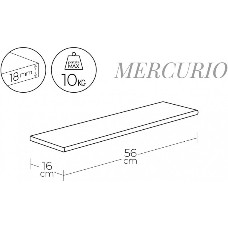 Mensola in legno Mercurio verniciato noce 1,8x16x56 | Minimalismo funzionale per ogni ambiente