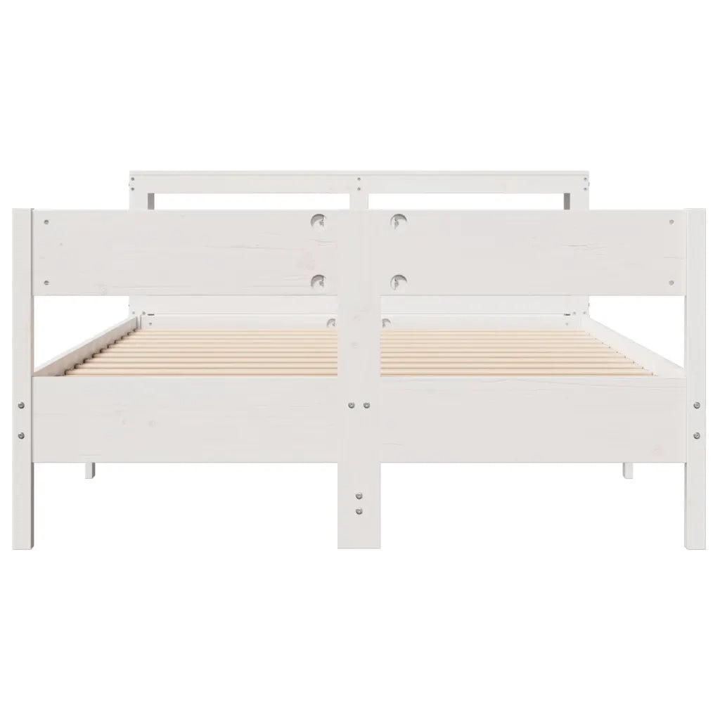 Letto senza Materasso Bianco 150x200 cm Legno Massello di Pino 3306184