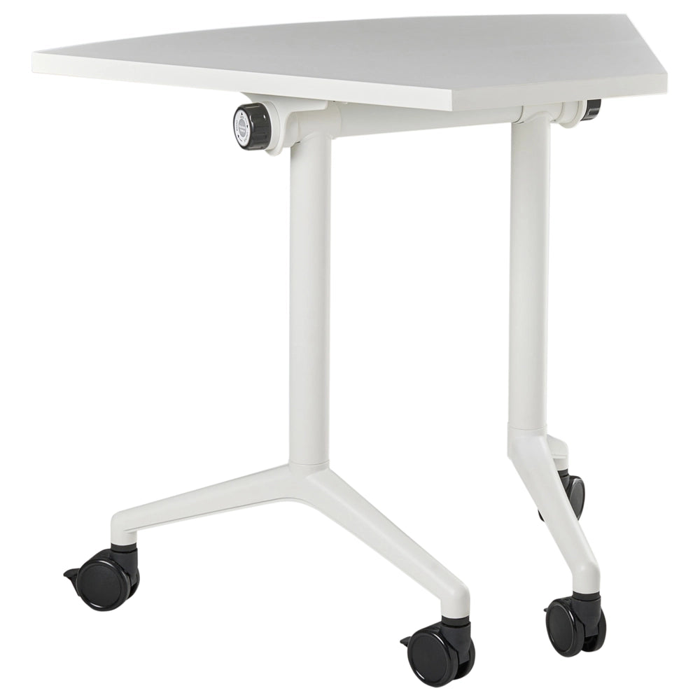 Scrivania pieghevole moderna ad angolo con rotelle 90 x 64 cm Struttura in metallo bianco Design moderno