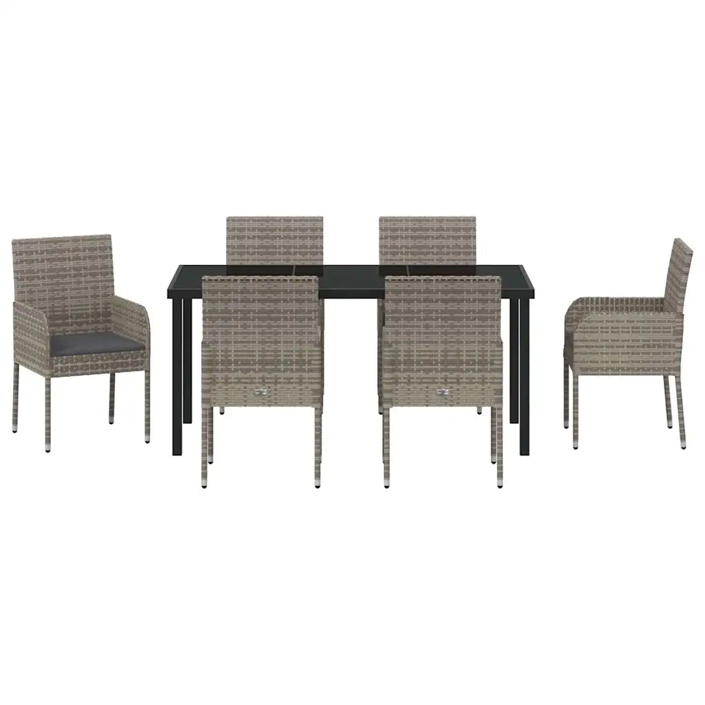 Set da Pranzo per Giardino con cuscino 7 pcs Grigio polyrattan 3380110