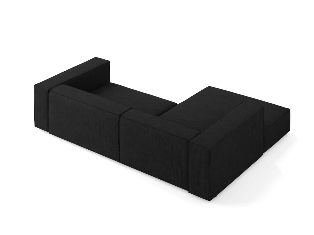 Cosmopolitan Design - Divano angolare sinistro "Arendal" 3 posti in ciniglia con effetto a coste nero 