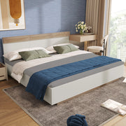 Letto matrimoniale in legno – 205x144x905 cm – sospeso testiera – rovere Sonoma/bianco