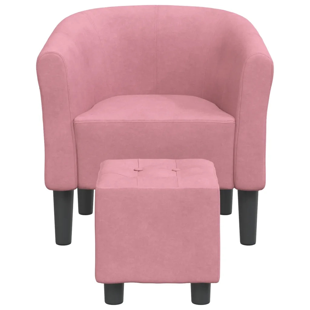 Poltrona | Sedia Relax Cabriolet con Poggiapiedi Rosa in Velluto
