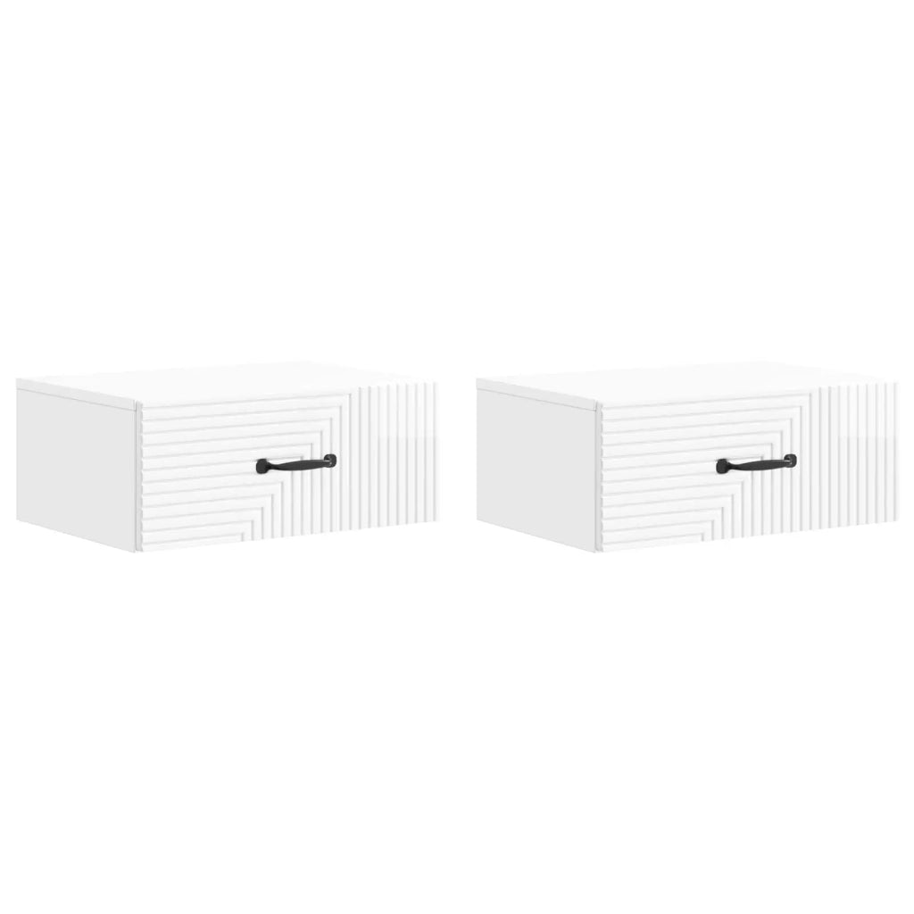 Mobiletto da notte a muro 2 pcs Bianco Lucido 49 x 34,5 x 20 cm 898624