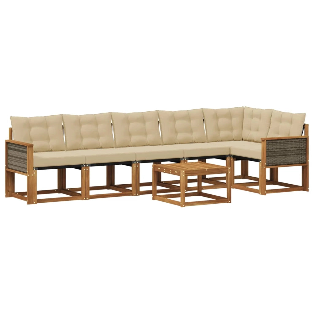 Set di divani da esterno 7 pz Naturale e Beige 3381997