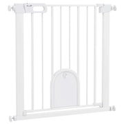Barriera di sicurezza per animali con porta e chiusura automatica ¨C zephmum ¨C bianco, acciaio, 80x