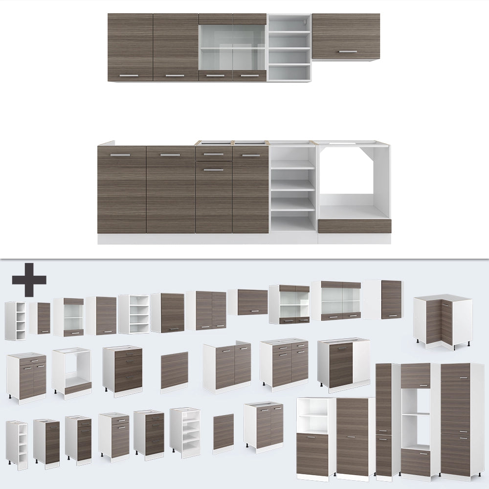 Vicco Cucina componibile Grigio prezioso/bianco 240 cm , PL Rovere