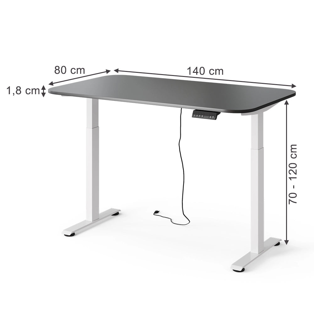 Vicco Scrivania Bianco/antracite 140 x 80 cm 2 motori