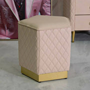 Pouf Suasa, Poltrona multiuso, Scendiletto, Pouf poggiapiedi, 38x38 h38 cm, Rosa e Oro