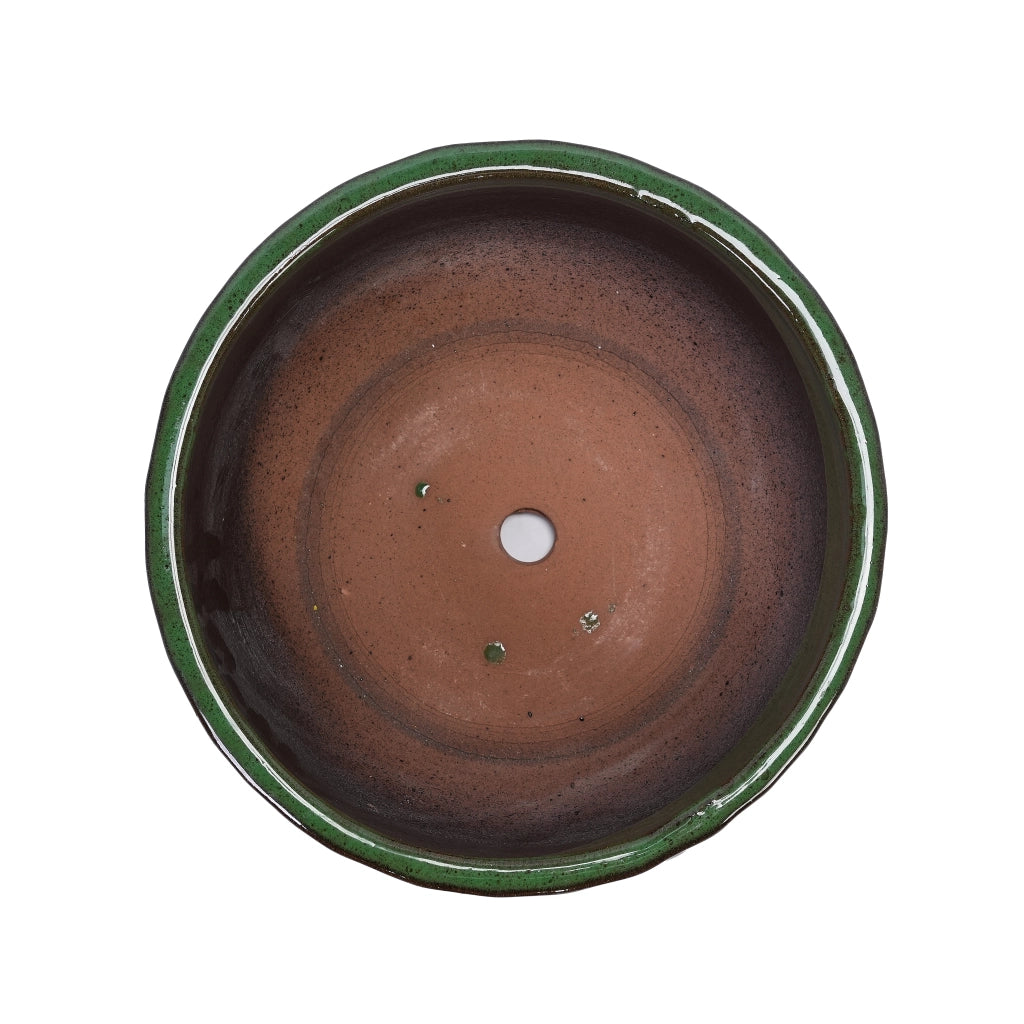 Fioriera in ceramica con foro di drenaggio per interno ed esterno finitura lucida verde antico 49,0 × 49,0 × 31,5 cm