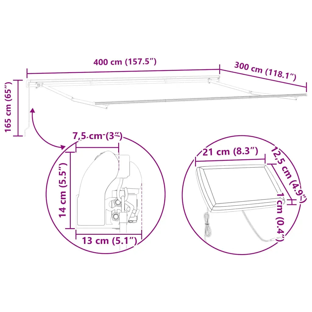 vidaXL Tenda da Sole con Antracite 4 × 3 m Metallo