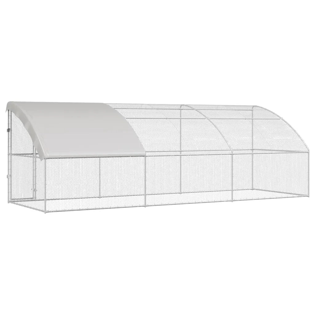 Gabbia per polli 3 pcs Argento 600 x 200 x 200 cm Acciaio e PE