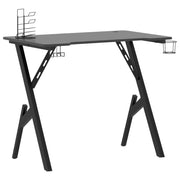Scrivania tavolo postazione di lavoro mobile per computer studio per computer scrivania da gioco con gambe a Y 90 x 60 x 75 cm nero 02_0023772