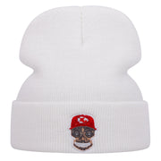 Cappelli invernali caldi lavorati a maglia con ricamo KC, colore bianco.