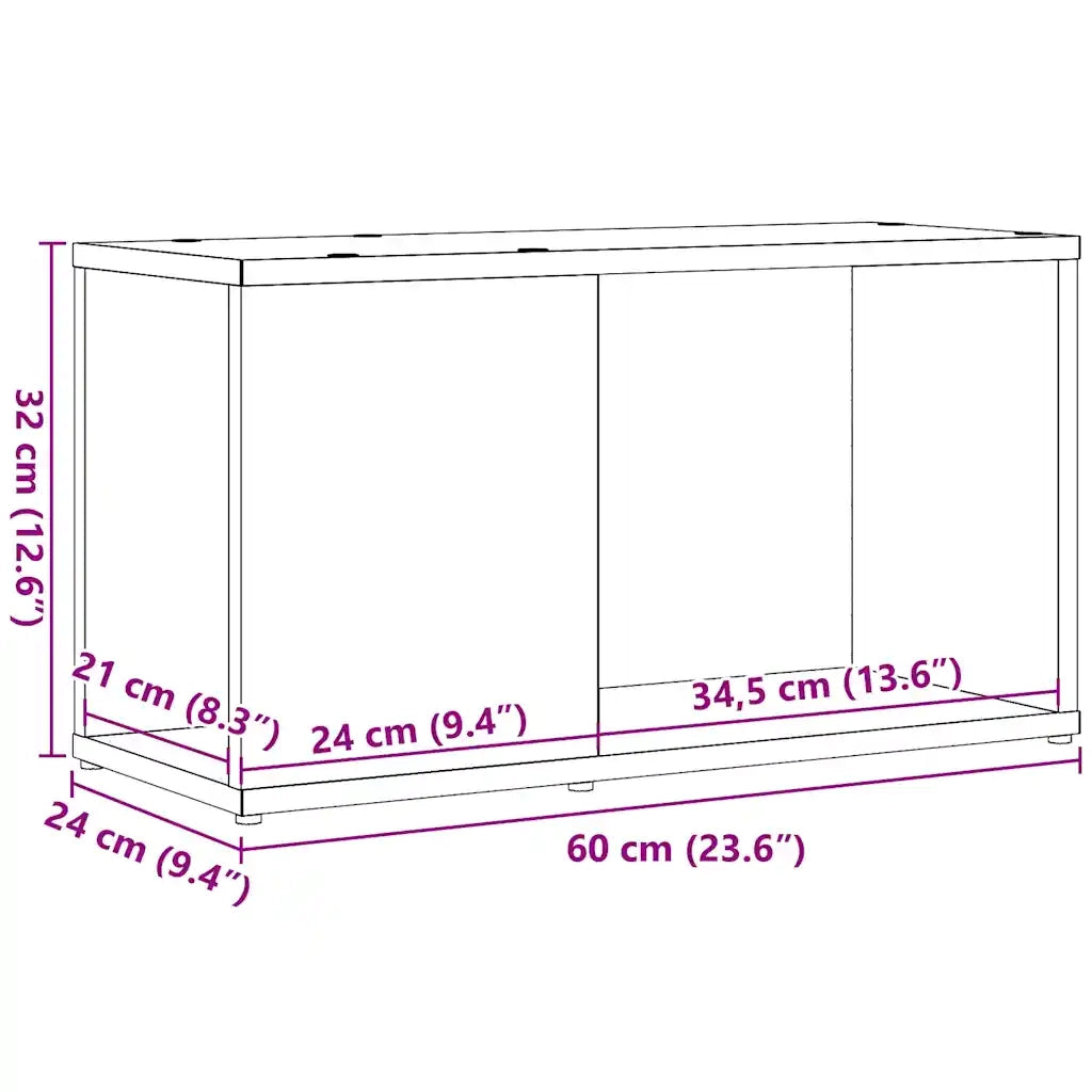 Mobile Porta TV Rovere Nero 60x24x32 cm in Legno Multistrato