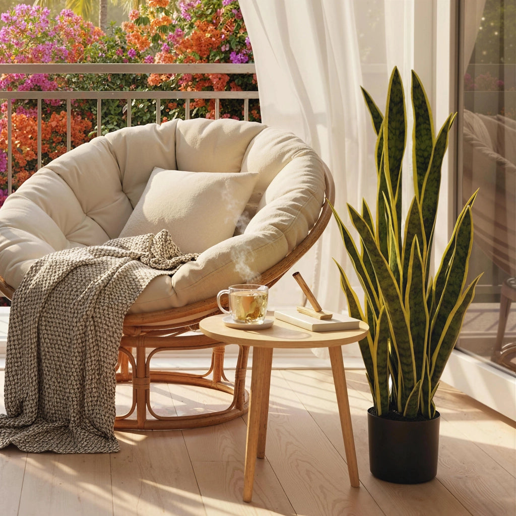 Sanseveria Artificiale in Vaso da Esterno e Interno con 21 Foglie Modellabili, ?20x90 cm
