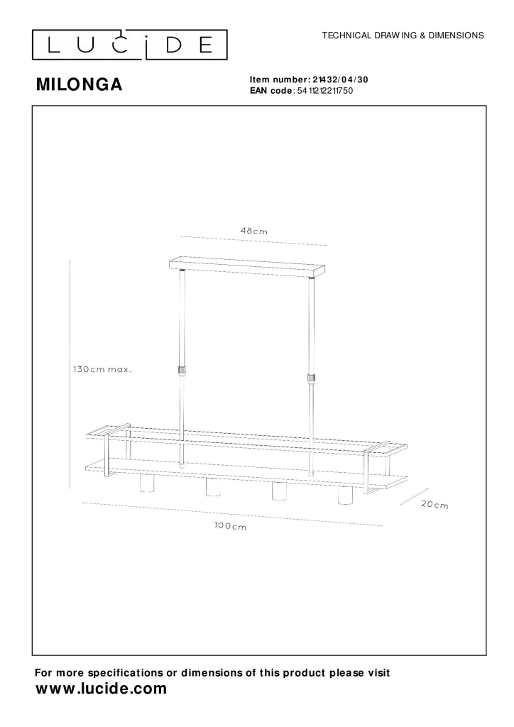 Lampada a sospensione industriale nera/legno Milonga 4xE27