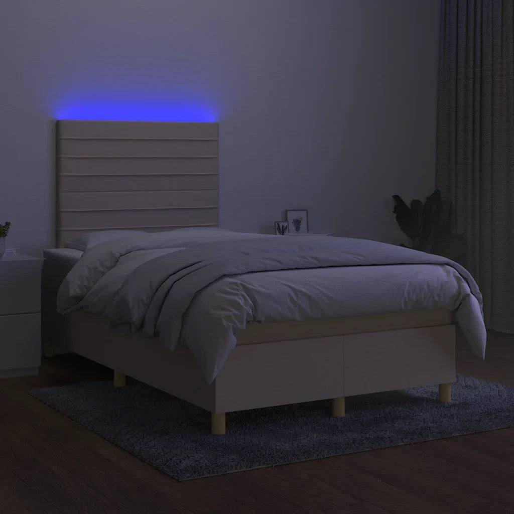 Letto a Molle con Materasso e LED Crema 120x190 cm in Tessuto 3270258