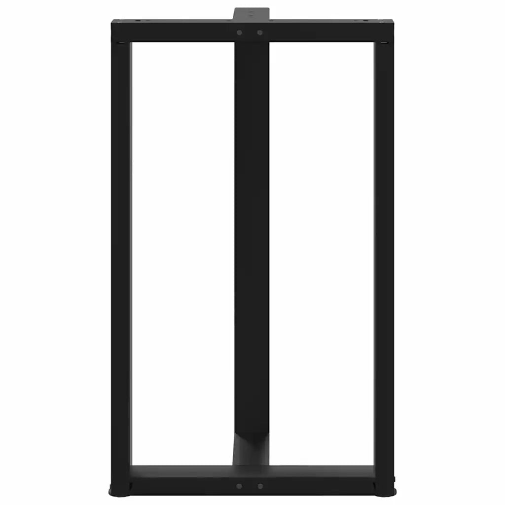 Gambe per tavolo da bar a forma di T 2 pz | Piede del tavolo nere 60x35x(100-101) cm in acciaio