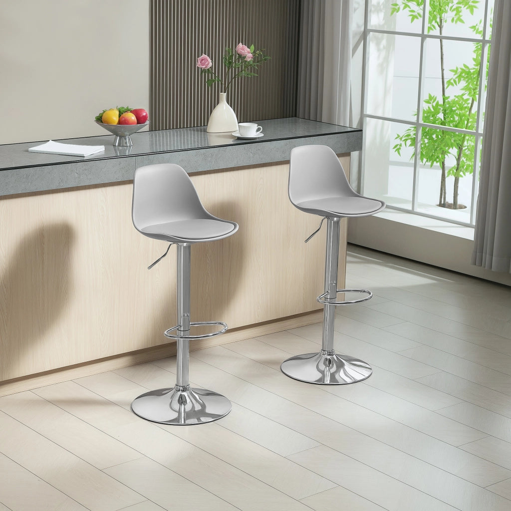 Set 2 Sedie da Bar Altezza Regolabile con Schienale ¨C Zephmum ¨C Grigio 42x41x82-104 cm