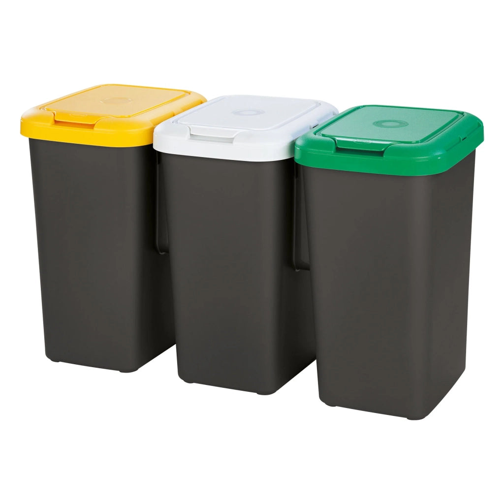 PATTUMIERA DIFFERENZIATA TRIO NERO + AMBRA / BIANCO / VERDE (3 X 25 LITRI) + COPERCHIO