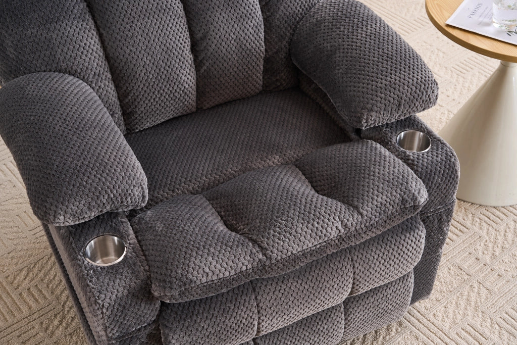 Poltrona relax elettrica con massaggio e riscaldamento in flanella grigia 91×91×106.5 cm