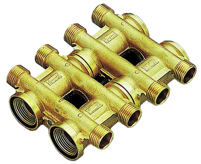 COLLETTORE COMPLANARE IN OTTONE PER RISCALDAMENTO 3/4' 2x2   TIEMME RACCORDERIE SPA