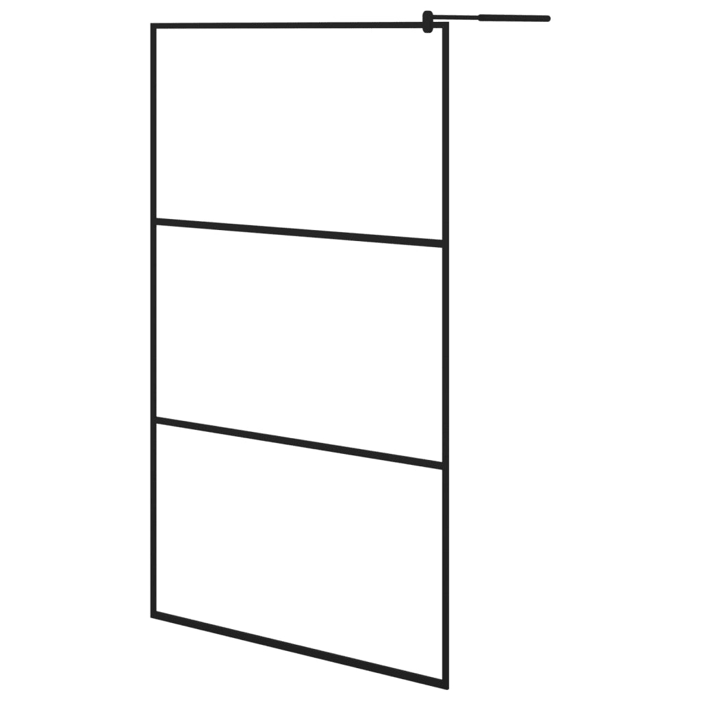 Parete Doccia Walk-in in Vetro Trasparente ESG Nera 115x195 cm 149151