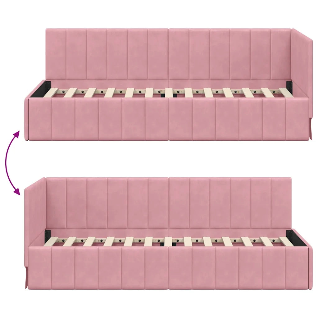 vidaXL Cornice del letto ad angolo Rosa 80 x 200 cm Velluto