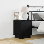 Comodino con luci LED Nero 39x34,5x50 cm