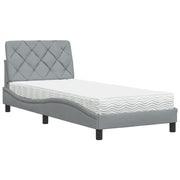 Letto singolo | Letto per adulti | Letto con Materasso Grigio Chiaro 90x190 cm in Tessuto