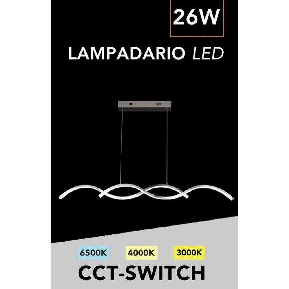 Trade Shop - Lampadario Led A Sospensione Moderno Lampada Twist 26w Cct Luce Variabile 3000k-6500k A43-3c -