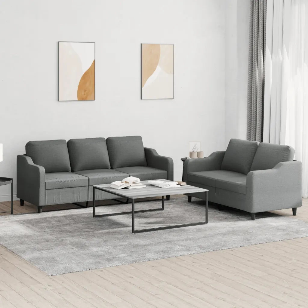 Set di Divani 2 pz con Cuscini Grigio Scuro in Tessutocod mxl 106216