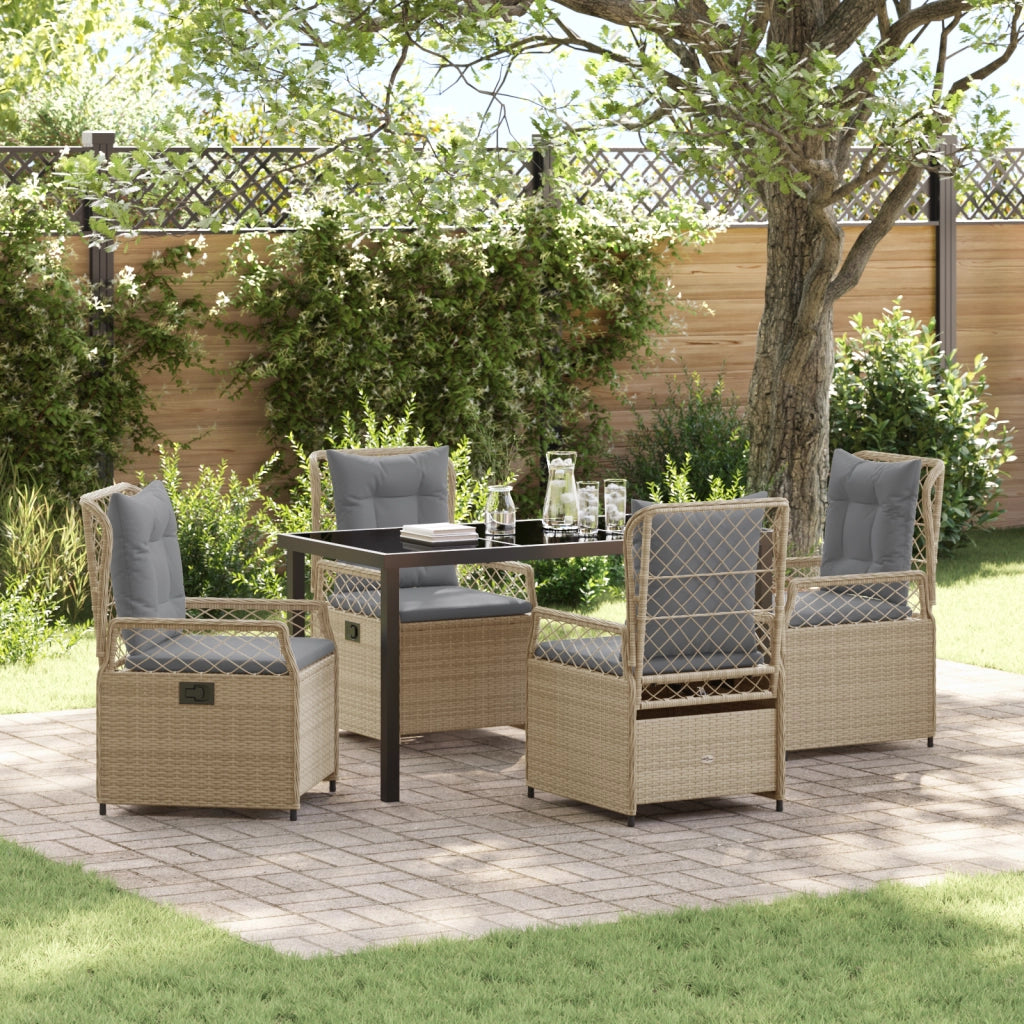 Set da pranzo da giardino 5 pezzi beige polyrattan
