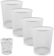 Set di contenitori in metallo - Piccole ceste di carta - 4 pezzi - Bianco - Metallo - 26 x 23,5 x 19 cm