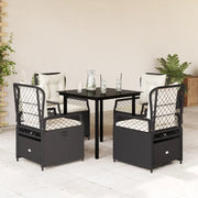 Set da Pranzo da Giardino 5 pz Nero con Cuscini in Polyrattancod mxl 117153