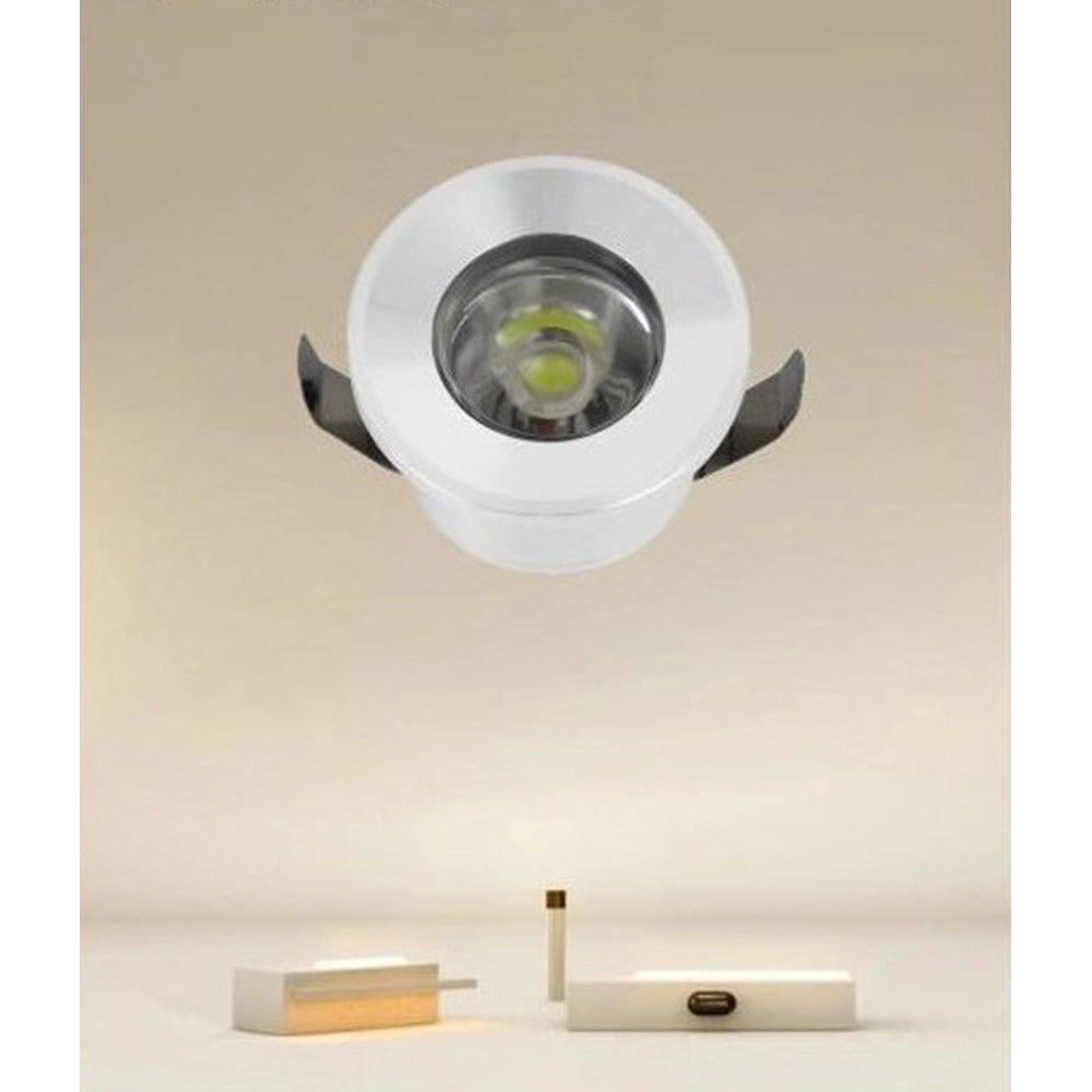 Trade Shop - Faretto 1w Led Incasso A Soffitto Ip20 Bianco Mini Spot Segnapassi Luce Fredda 00205 -