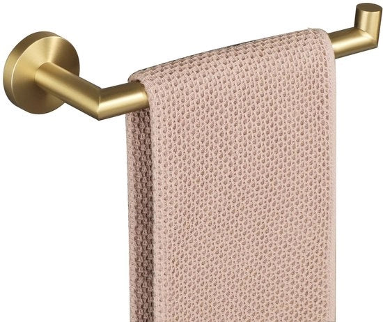 Manicotto per asciugamani in acciaio inossidabile per fissaggio a parete con viti nascoste, 25 cm con foro, dorato
