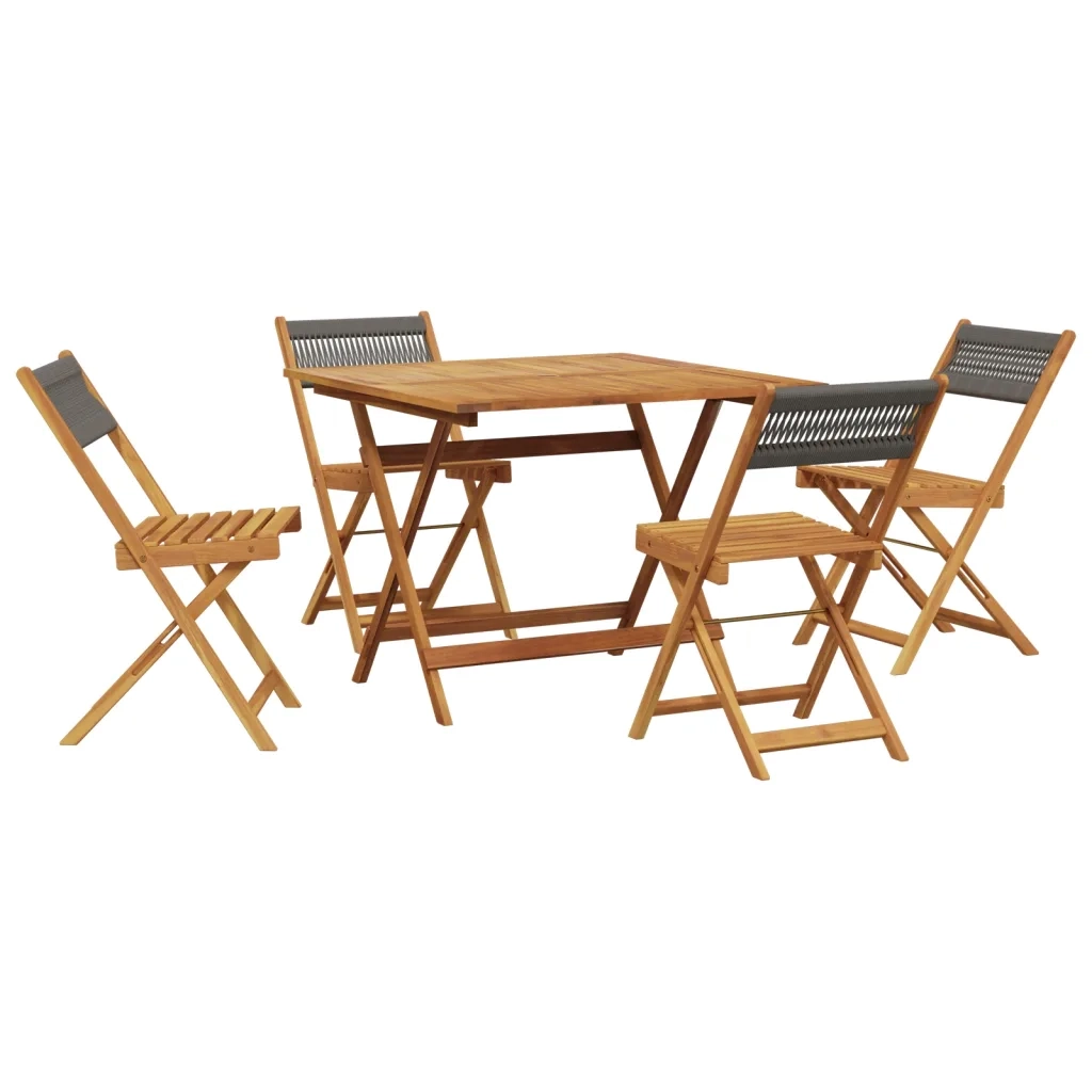 Set da Pranzo da Giardino 5 pz Polipropilene e Legno Massello 3281782