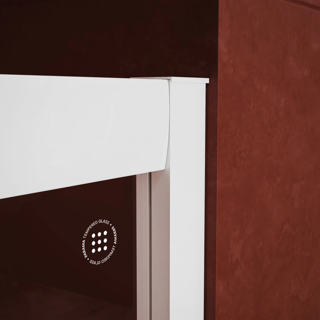 Porta doccia per nicchia da 120cm vetro 4mm serigrafato profili bianchi | Maiorca