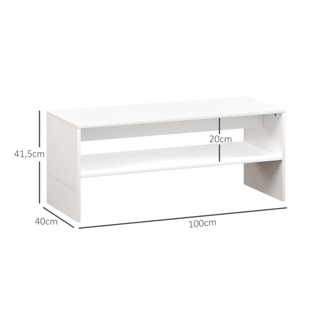 Tavolino da caff¨¨ con ripiano aperto ¨C Zephmum ¨C Bianco brillante 100x40x41,5 cm