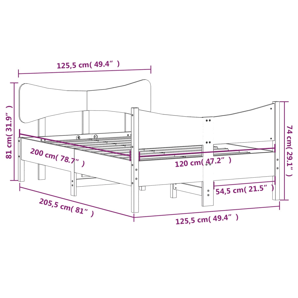 Giroletto senza Materasso 120x200 cm in Legno Massello di Pino 3216384
