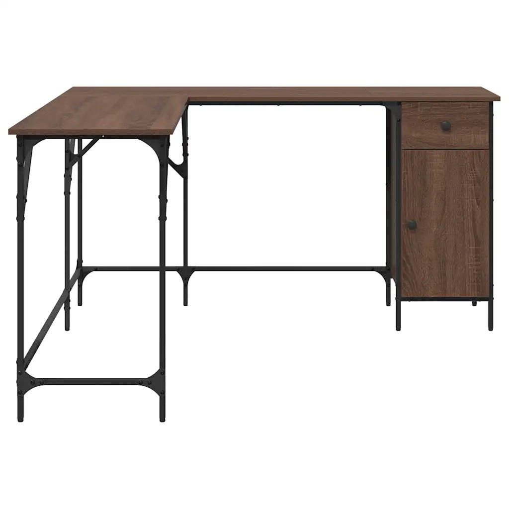 Scrivania Rovere Marrone 141x141x75 cm in Legno Multistrato 837601
