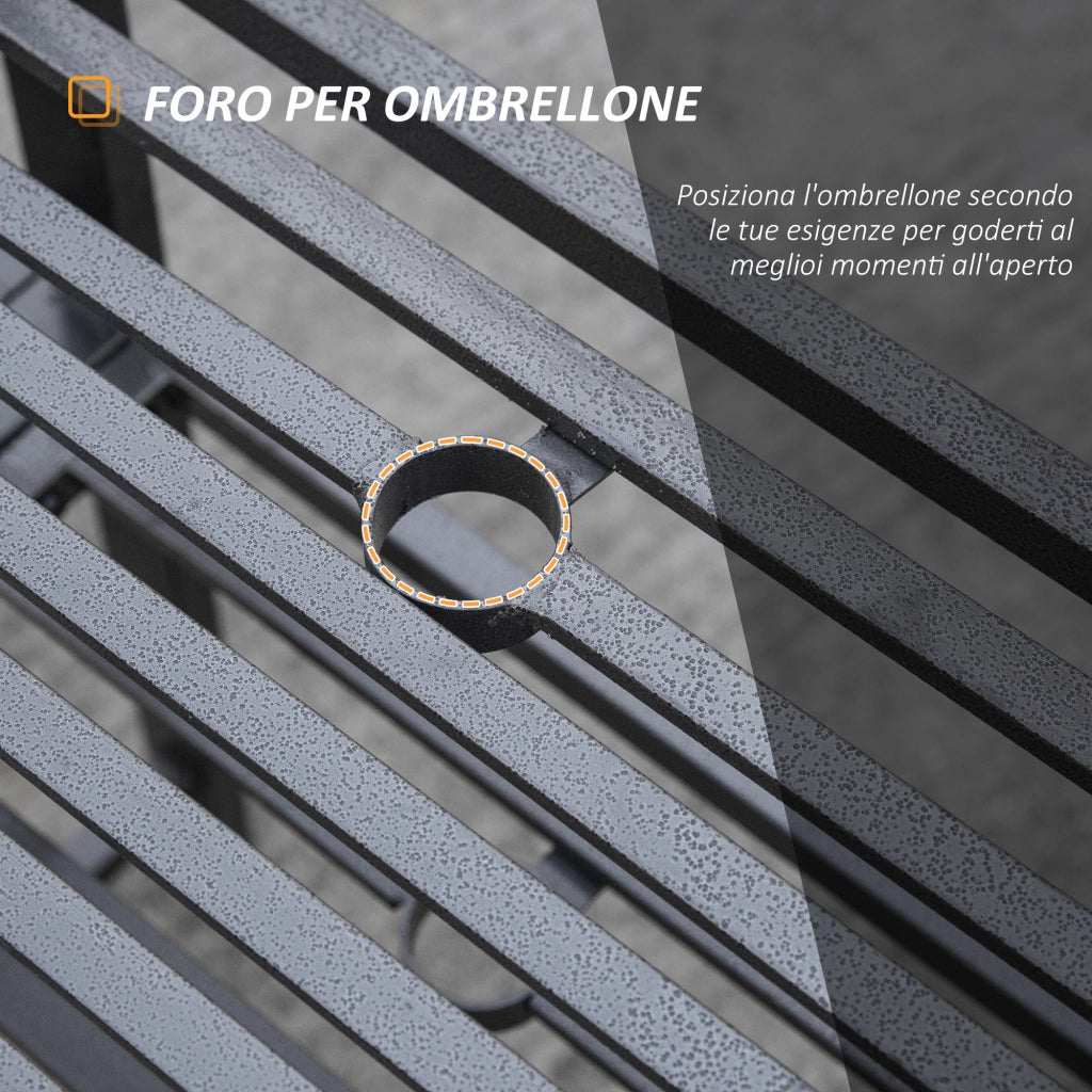 Panchina da Giardino con Tavolino 2 Posti ¨C zephmum ¨C Nero 165x56x85.5cm