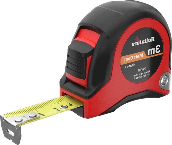 Misuratore a Nastro 3 m Classe I con Anello Mobile - Funzione di Blocco - Scala in Millimetri - Misuratore a Nastro Rotolante
