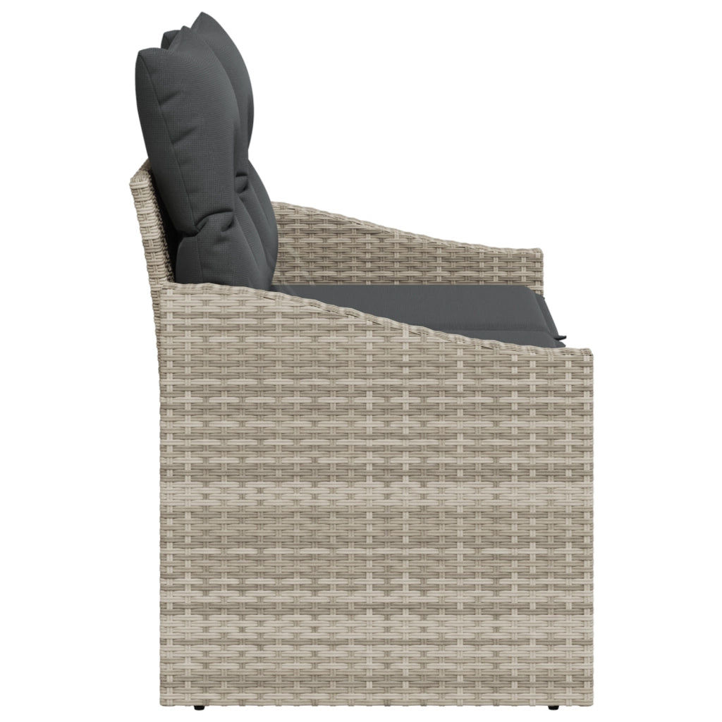 Divano da Giardino a 2 Posti con Storage&Cuscini Grigio in Polyrattan