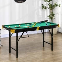 Tavolo da Biliardo ad Altezza Regolabile con Accessori, in MDF e Acciaio, 140x63x55-75 cm, Verde
