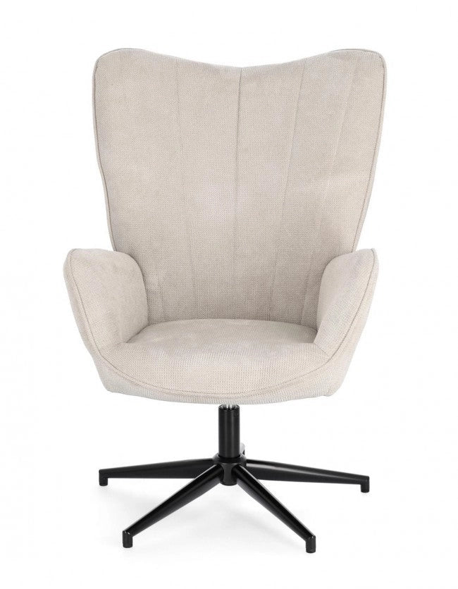 Poltrona Soggiorno 69x72x106 cm Inas in Tessuto Beige