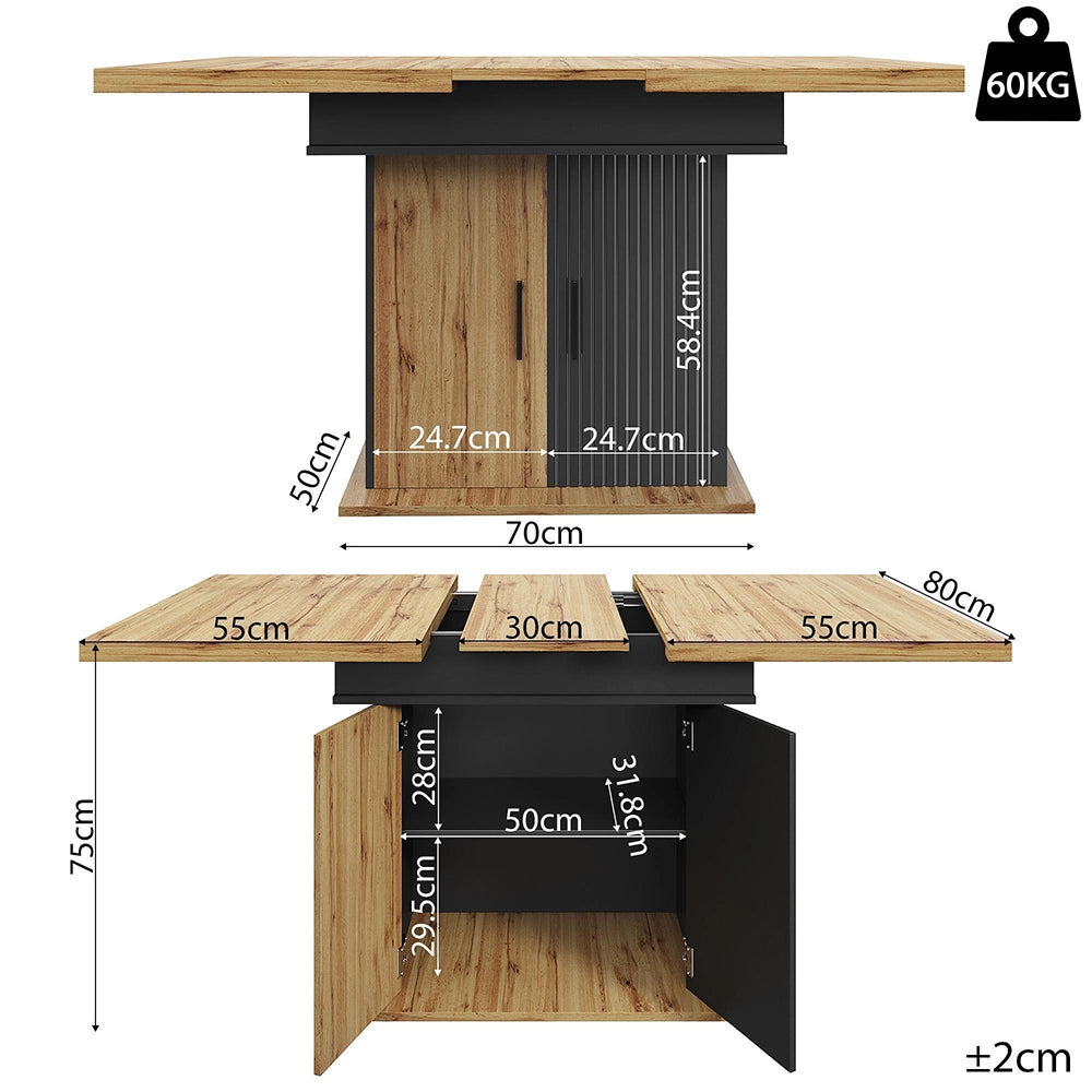 Tavolo estensibile - Xylo - 110-140x80cm stile retrò